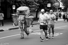 Queen Street Auckland city, black and white photo by Mike Wheelton